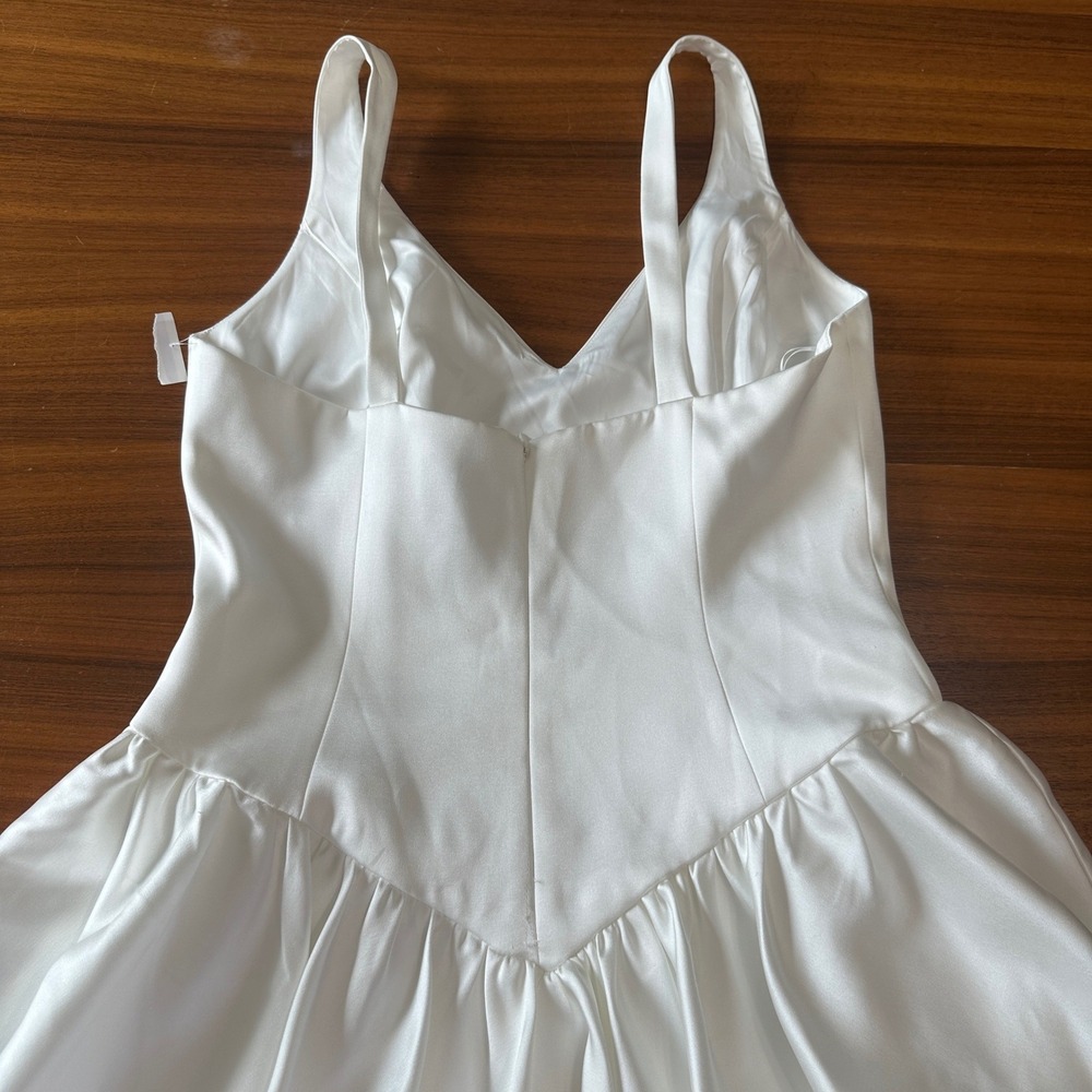 Bardot Oria White Bubble Satin Mini Dress, Bridal Bachelorette Girly REVOLVE XL - Picture 8 of 15